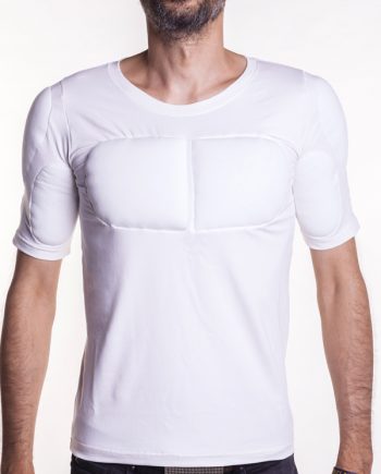 Padded Undershirt Long Sleeve White fake muscle t shirt 00