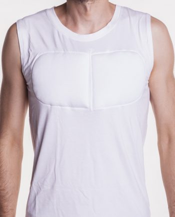 Padded Undershirt Sleeveless White fake muscle t shirt 01